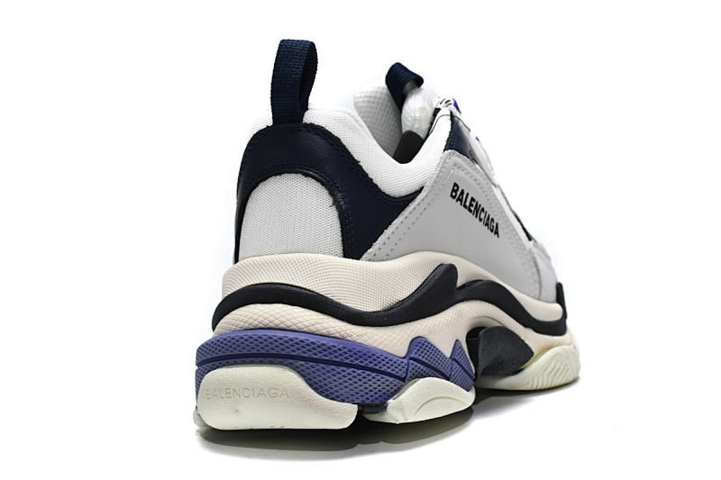 【CA0LJ】白深兰 巴黎世家8层组合TPU复古鞋 534217 W09E1 9000 Balenciaga Triple S White Dark Blue