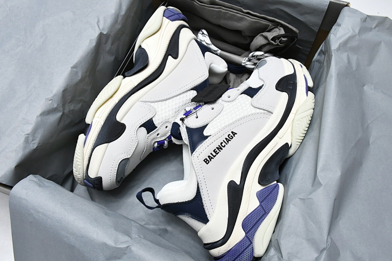 【CA0LJ】白深兰 巴黎世家8层组合TPU复古鞋 534217 W09E1 9000 Balenciaga Triple S White Dark Blue