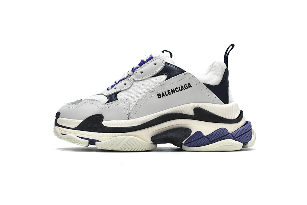【CA0LJ】白深兰 巴黎世家8层组合TPU复古鞋 534217 W09E1 9000 Balenciaga Triple S White Dark Blue