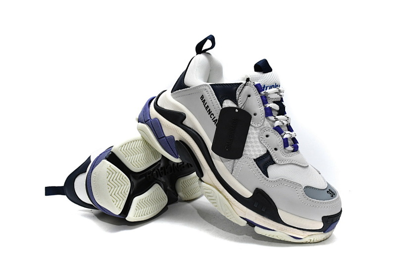 【CA0LJ】白深兰 巴黎世家8层组合TPU复古鞋 534217 W09E1 9000 Balenciaga Triple S White Dark Blue