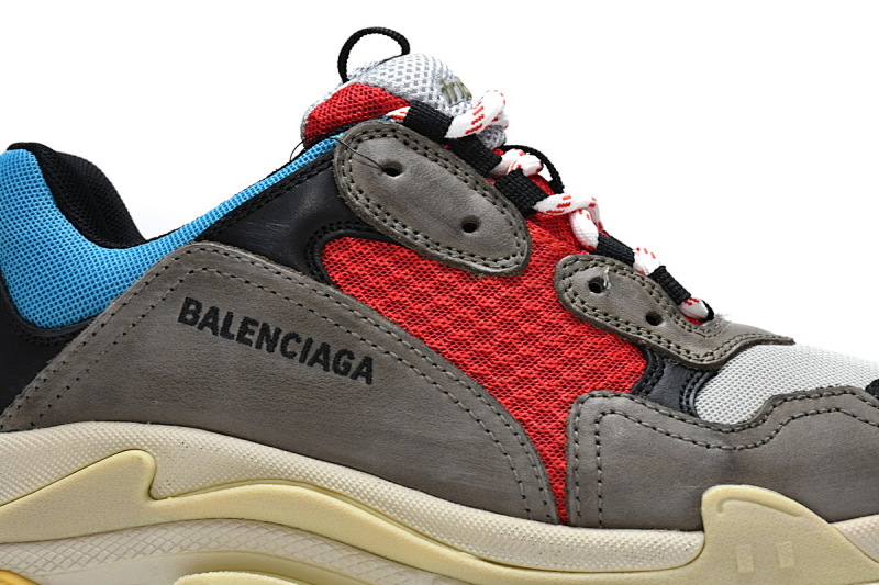 【CA0LJ】灰红 巴黎世家8层组合TPU复古鞋 533883 W09O2 4365 Balenciaga Triple S Blue Red