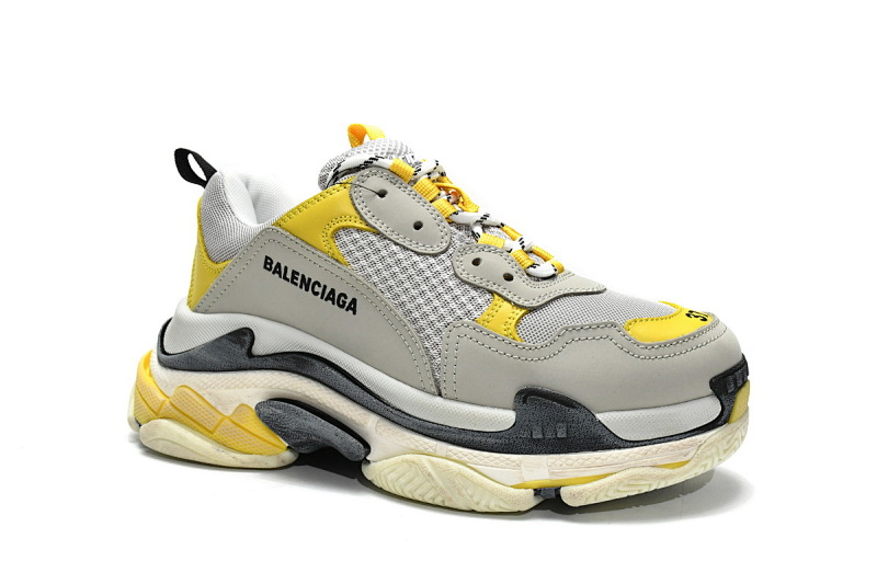【CA0LJ】浅灰黄 巴黎世家8层组合TPU复古鞋 524037 W0E1 9000 Balenciaga Triple S Grey Yellow