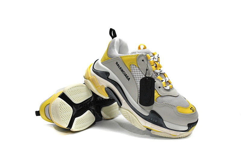【CA0LJ】浅灰黄 巴黎世家8层组合TPU复古鞋 524037 W0E1 9000 Balenciaga Triple S Grey Yellow