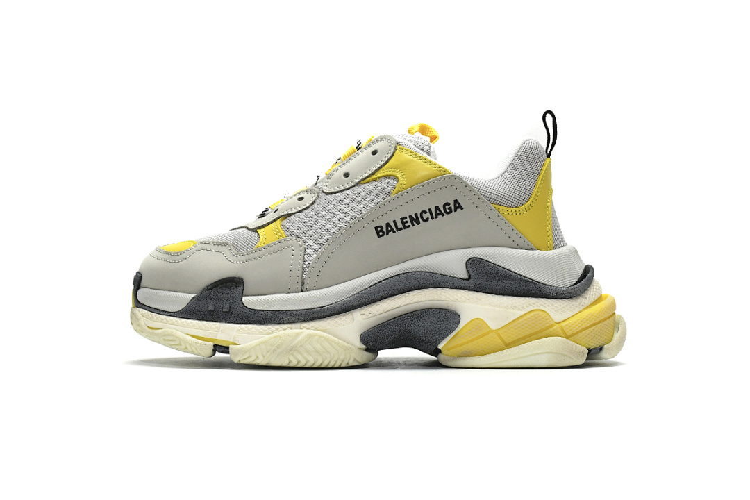【CA0LJ】浅灰黄 巴黎世家8层组合TPU复古鞋 524037 W0E1 9000 Balenciaga Triple S Grey Yellow