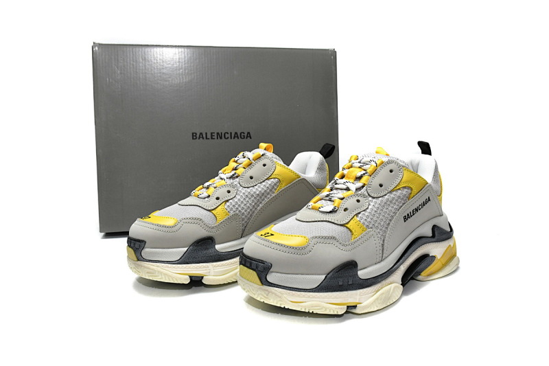 【CA0LJ】浅灰黄 巴黎世家8层组合TPU复古鞋 524037 W0E1 9000 Balenciaga Triple S Grey Yellow