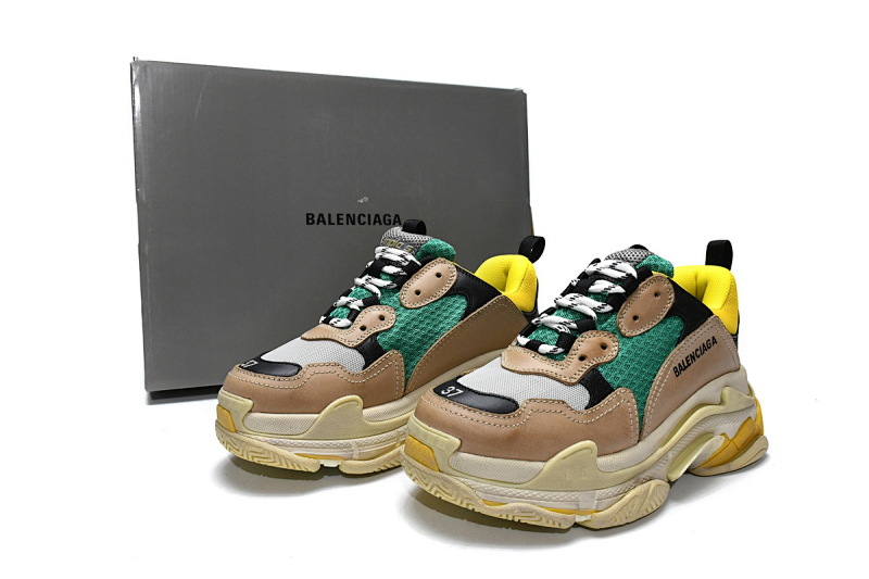 【CA0LJ】灰绿 巴黎世家8层组合TPU复古鞋 483513 W06E3 7070 Balenciaga Triple S Green Yellow