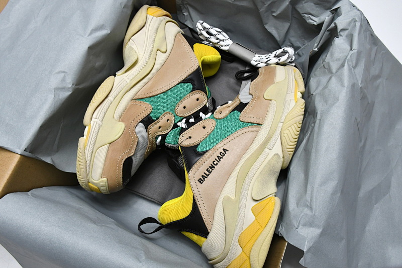 【CA0LJ】灰绿 巴黎世家8层组合TPU复古鞋 483513 W06E3 7070 Balenciaga Triple S Green Yellow