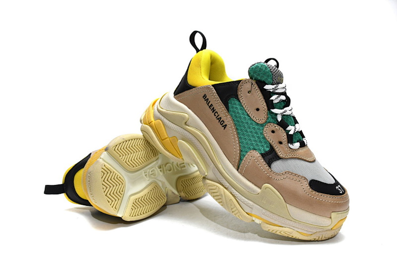 【CA0LJ】灰绿 巴黎世家8层组合TPU复古鞋 483513 W06E3 7070 Balenciaga Triple S Green Yellow