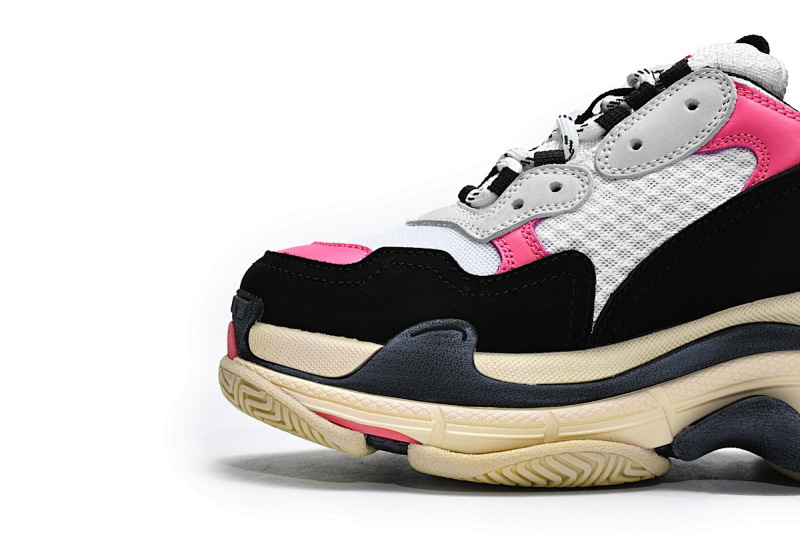 【CA0LJ】黑桃红 巴黎世家8层组合TPU复古鞋 524039 W09O6 5671 Balenciaga Triple S Black Pink