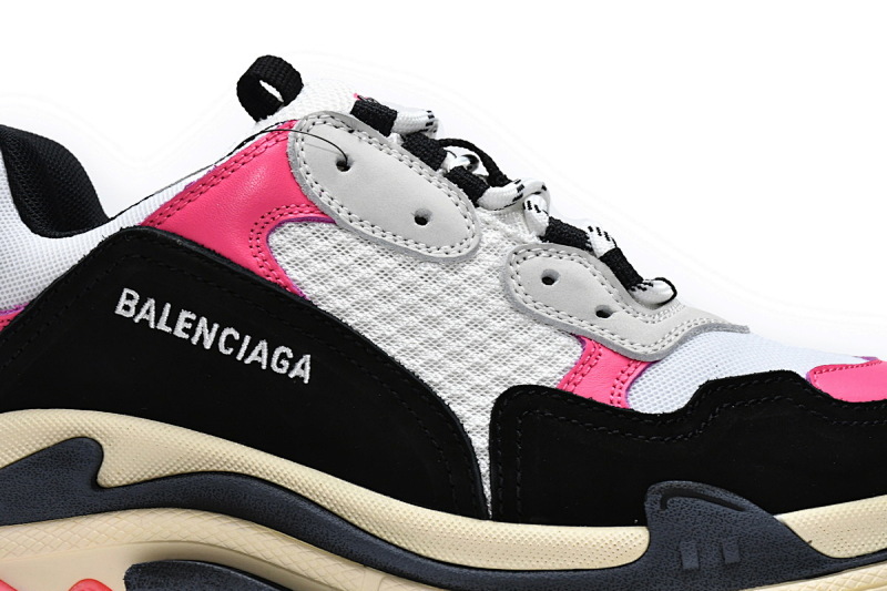 【CA0LJ】黑桃红 巴黎世家8层组合TPU复古鞋 524039 W09O6 5671 Balenciaga Triple S Black Pink