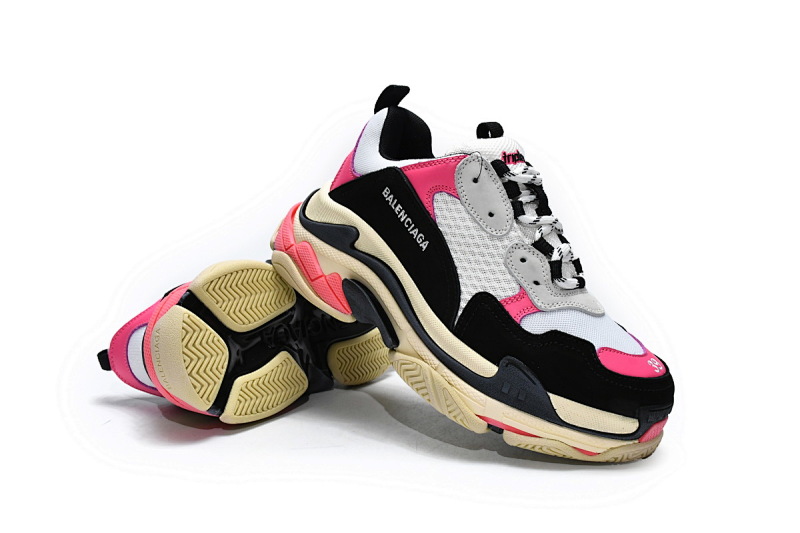 【CA0LJ】黑桃红 巴黎世家8层组合TPU复古鞋 524039 W09O6 5671 Balenciaga Triple S Black Pink