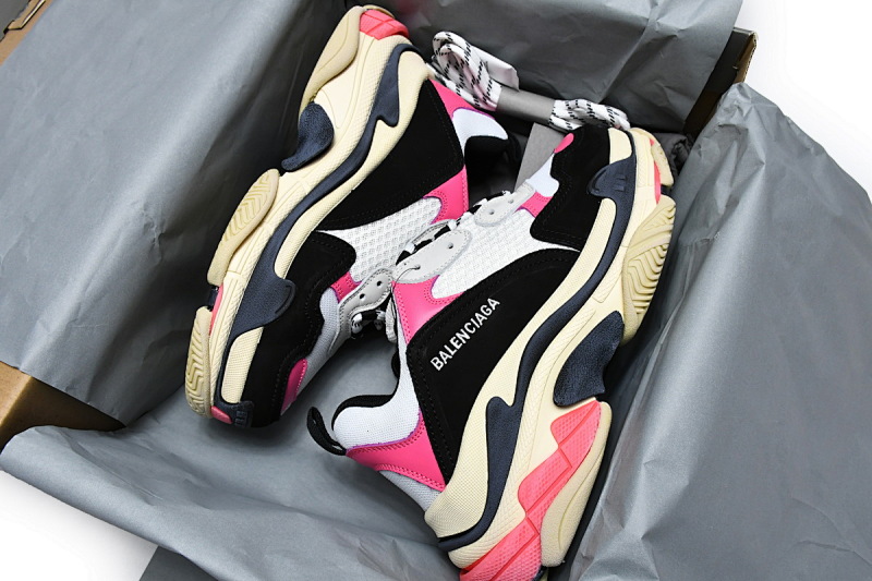 【CA0LJ】黑桃红 巴黎世家8层组合TPU复古鞋 524039 W09O6 5671 Balenciaga Triple S Black Pink