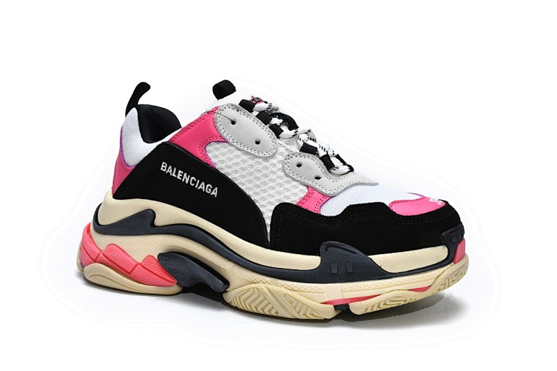 【CA0LJ】黑桃红 巴黎世家8层组合TPU复古鞋 524039 W09O6 5671 Balenciaga Triple S Black Pink