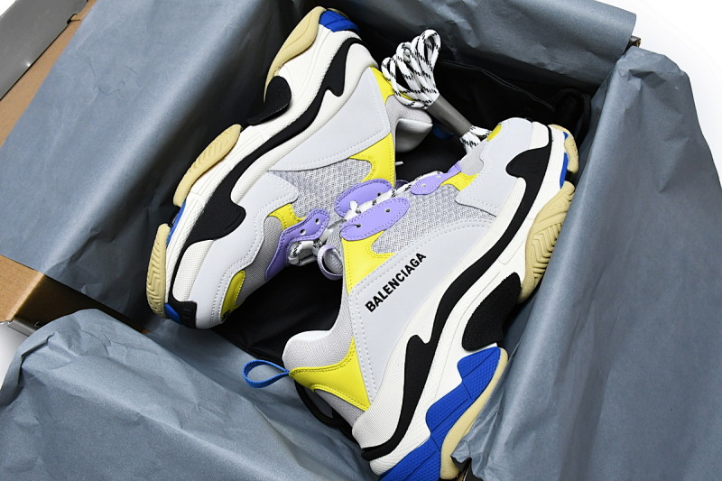 【CA0LJ】潮流紫黄 巴黎世家8层组合TPU复古鞋 524039 W09OH 8081 Balenciaga Triple S Black Grey Blue