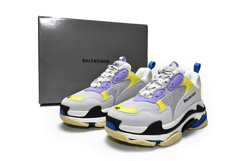【CA0LJ】潮流紫黄 巴黎世家8层组合TPU复古鞋 524039 W09OH 8081 Balenciaga Triple S Black Grey Blue