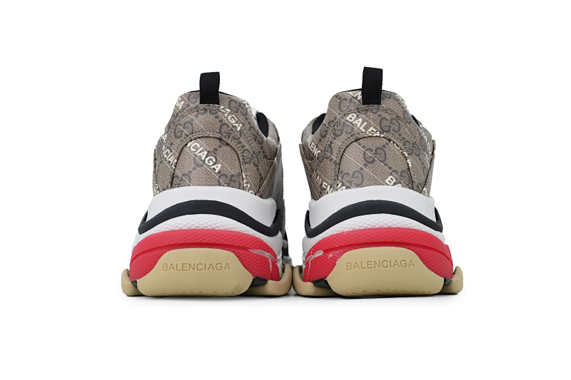 【CA0LJ】古驰白红 巴黎1代复古老爹鞋 Gucci x Balenciaga Triple S Black Red