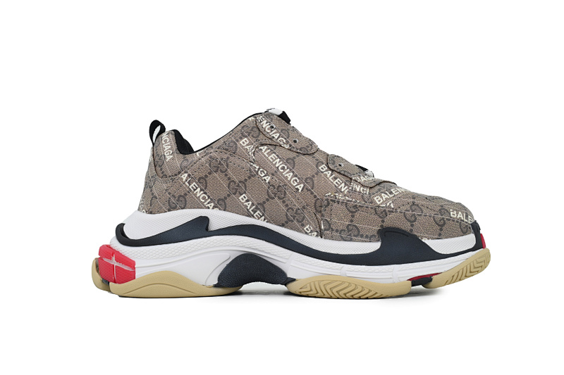 【CA0LJ】古驰白红 巴黎1代复古老爹鞋 Gucci x Balenciaga Triple S Black Red