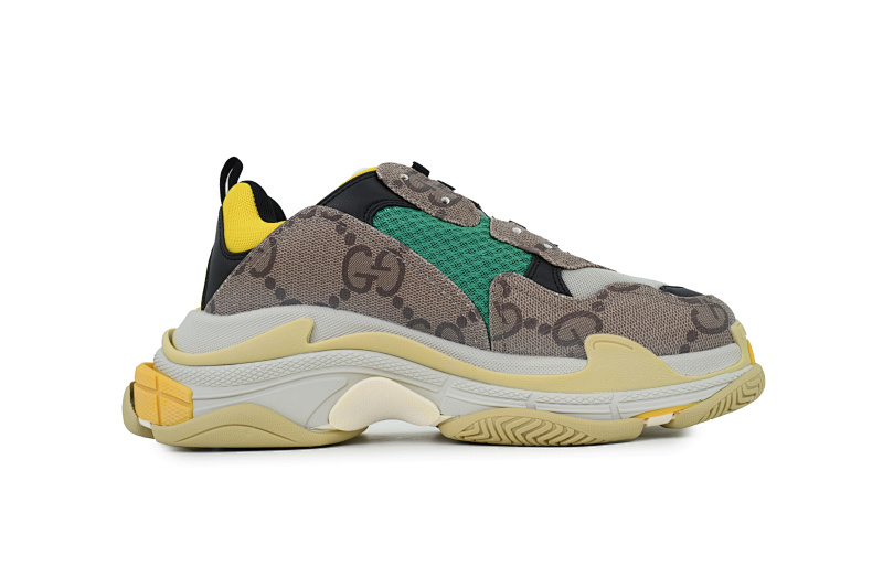 【CA0LJ】古驰灰绿 巴黎1代复古老爹鞋 Gucci x Balenciaga Triple S Grey Green