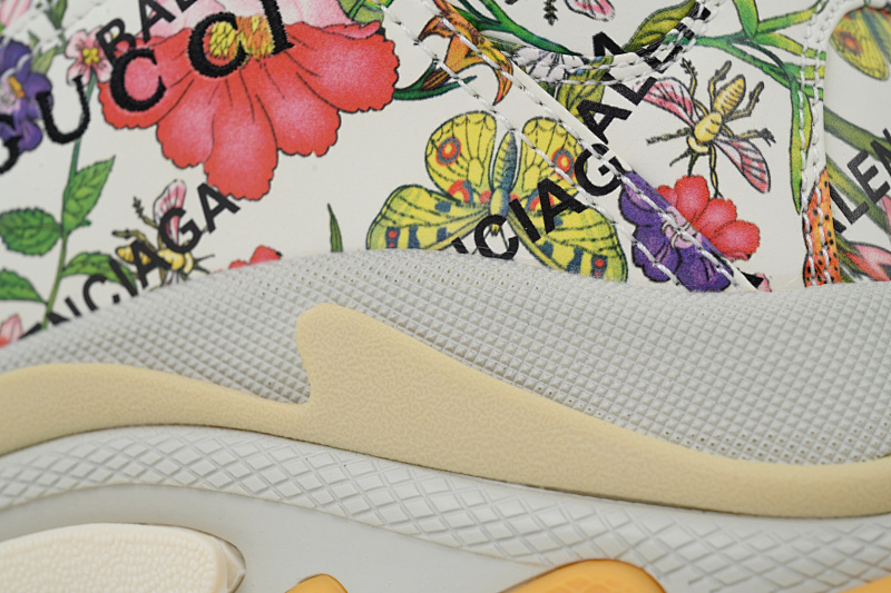 【CA0LJ】古驰花色 巴黎1代复古老爹鞋 Gucci x Balenciaga Triple S Flowers And Plants