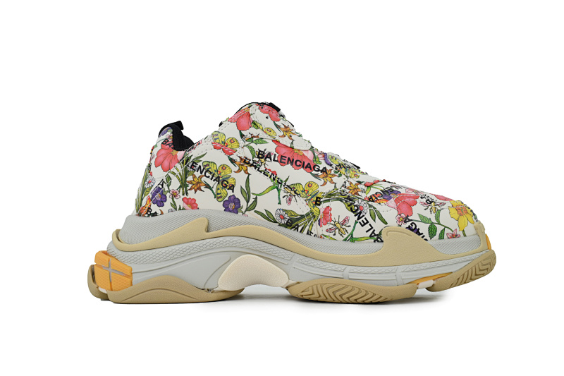 【CA0LJ】古驰花色 巴黎1代复古老爹鞋 Gucci x Balenciaga Triple S Flowers And Plants