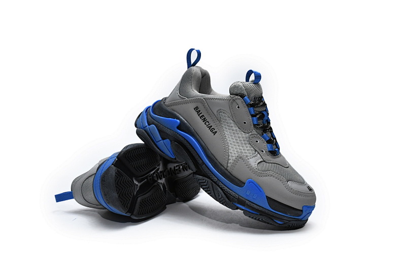 【CA0LJ】中灰宝兰 巴黎1代复古老爹鞋 536737 W09ON1 9018 Balenciaga Triple S Grey Sapphire