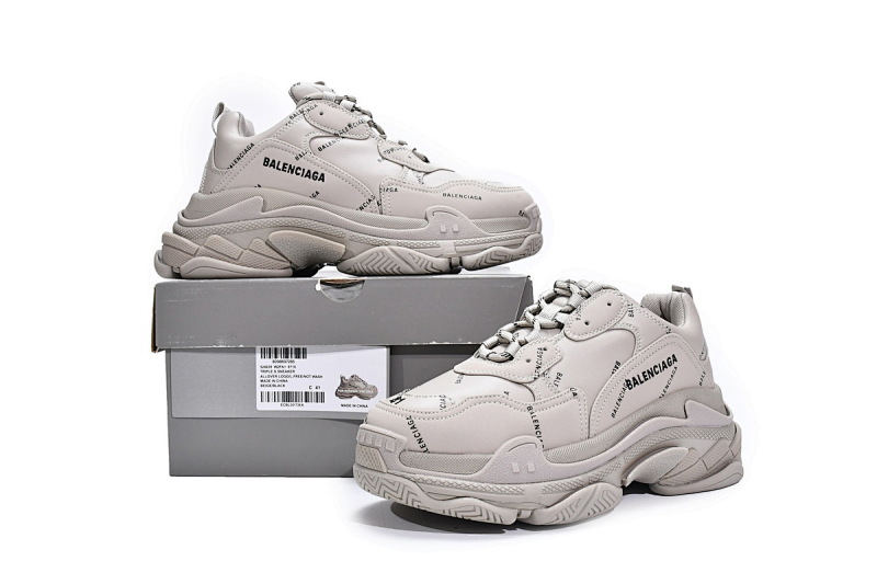 【CA0LJ】卡其联名 巴黎世家8层组合TPU复古鞋 524039 W2FA1 9710 Balenciaga Triple S Letter Beige