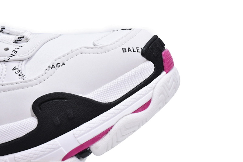 【CA0LJ】白黑紫联名 巴黎世家8层组合TPU复古鞋 524039 W2FA4 9155 Balenciaga Triple S Letter White Rose Red