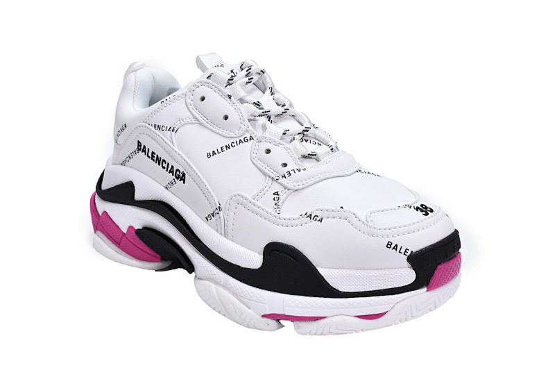 【CA0LJ】白黑紫联名 巴黎世家8层组合TPU复古鞋 524039 W2FA4 9155 Balenciaga Triple S Letter White Rose Red