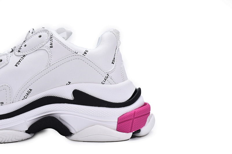 【CA0LJ】白黑紫联名 巴黎世家8层组合TPU复古鞋 524039 W2FA4 9155 Balenciaga Triple S Letter White Rose Red