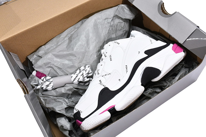 【CA0LJ】白黑紫联名 巴黎世家8层组合TPU复古鞋 524039 W2FA4 9155 Balenciaga Triple S Letter White Rose Red