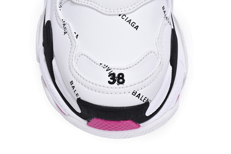 【CA0LJ】白黑紫联名 巴黎世家8层组合TPU复古鞋 524039 W2FA4 9155 Balenciaga Triple S Letter White Rose Red