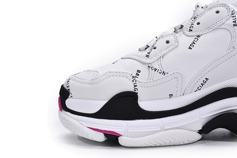 【CA0LJ】白黑紫联名 巴黎世家8层组合TPU复古鞋 524039 W2FA4 9155 Balenciaga Triple S Letter White Rose Red