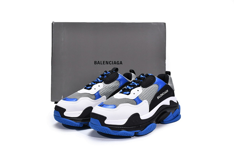 【CA0LJ】黑白蓝 巴黎世家8层组合TPU复古鞋 536737 W2CA1 4124 Balenciaga Triple S Black White Blue