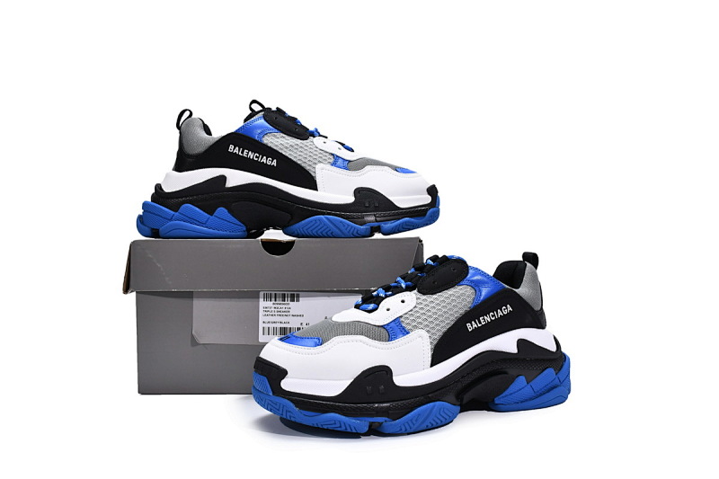 【CA0LJ】黑白蓝 巴黎世家8层组合TPU复古鞋 536737 W2CA1 4124 Balenciaga Triple S Black White Blue