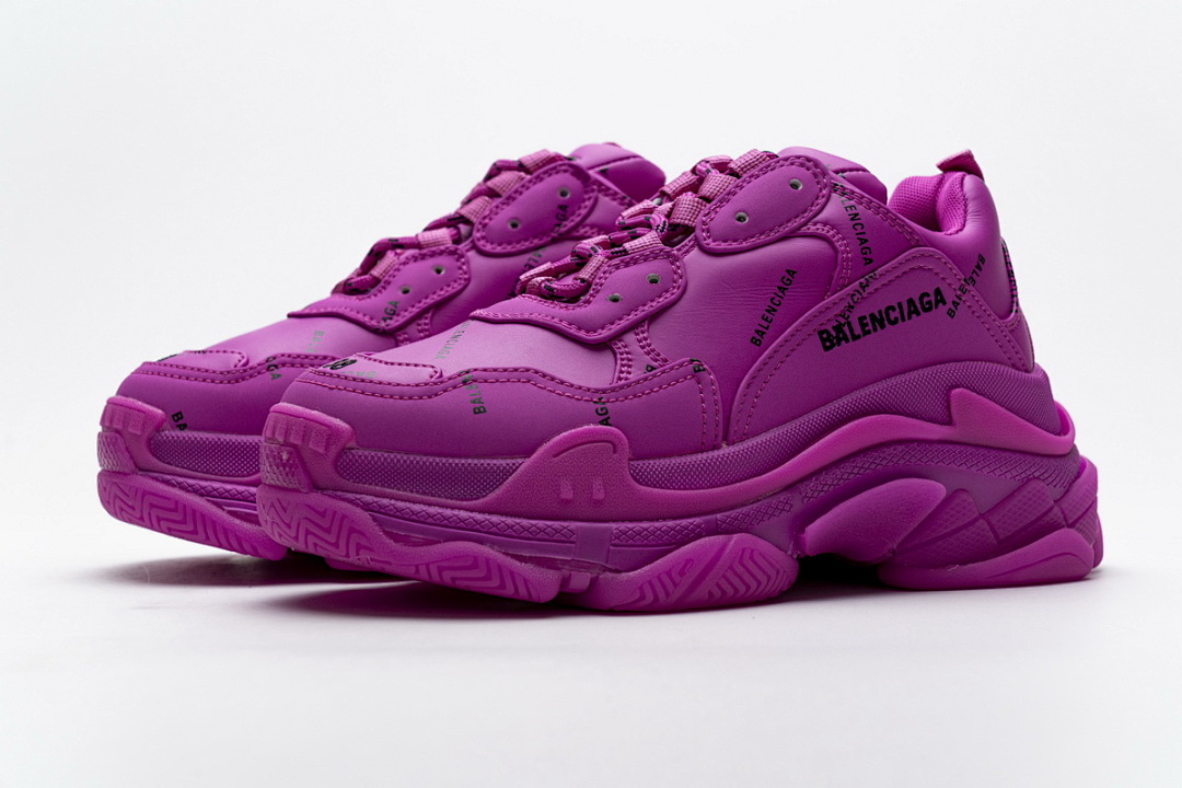 【CA0LJ】紫红联名 巴黎世家8层组合TPU复古鞋 524039 W2FA1 7634 Balenciaga Triple S Letter Pulm Powder
