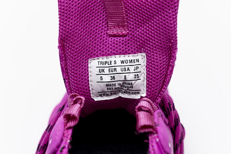 【CA0LJ】紫红联名 巴黎世家8层组合TPU复古鞋 524039 W2FA1 7634 Balenciaga Triple S Letter Pulm Powder