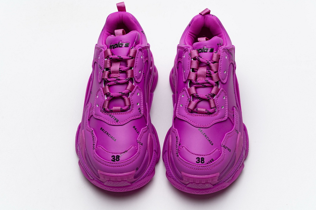 【CA0LJ】紫红联名 巴黎世家8层组合TPU复古鞋 524039 W2FA1 7634 Balenciaga Triple S Letter Pulm Powder