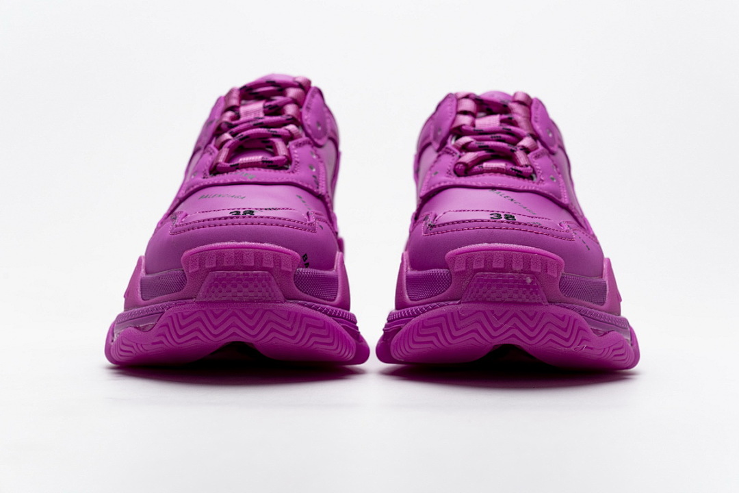 【CA0LJ】紫红联名 巴黎世家8层组合TPU复古鞋 524039 W2FA1 7634 Balenciaga Triple S Letter Pulm Powder