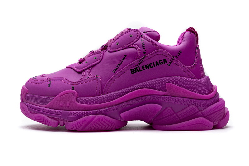 【CA0LJ】紫红联名 巴黎世家8层组合TPU复古鞋 524039 W2FA1 7634 Balenciaga Triple S Letter Pulm Powder
