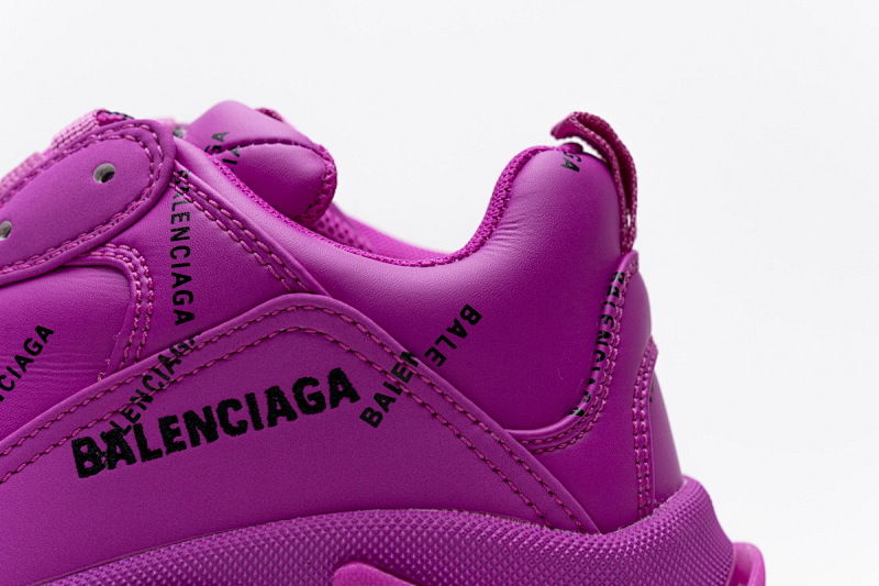 【CA0LJ】紫红联名 巴黎世家8层组合TPU复古鞋 524039 W2FA1 7634 Balenciaga Triple S Letter Pulm Powder