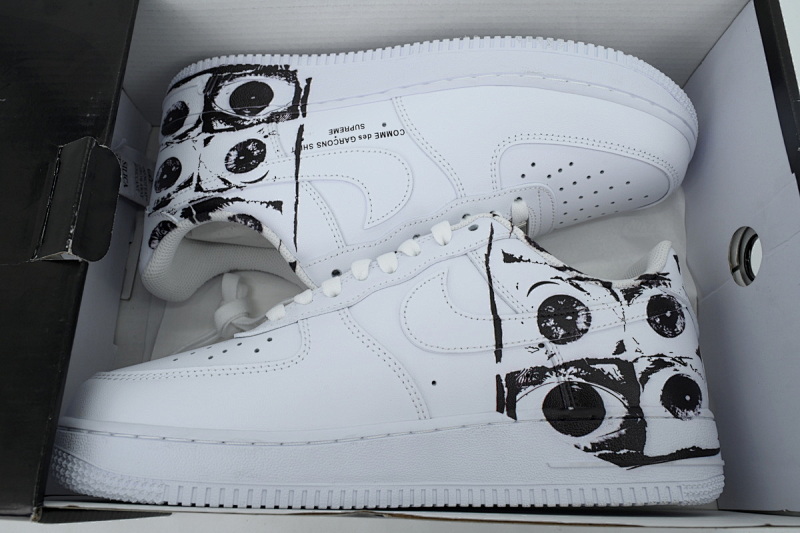 【BA9GF】空军涂鸦 G版耐克空军低帮板鞋 923044-100  Supreme x Comme des Garçons SHIRT x Nike Air Force 1 Low 'Eyes'