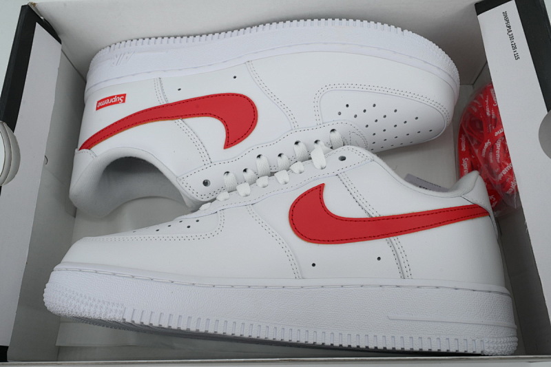 【BA5GF】Sup白红 G版耐克空军低帮板鞋  CU9225-101 Supreme x Air Force 1 Low'Box Logo-Speed Red'Shanghai Exclusive