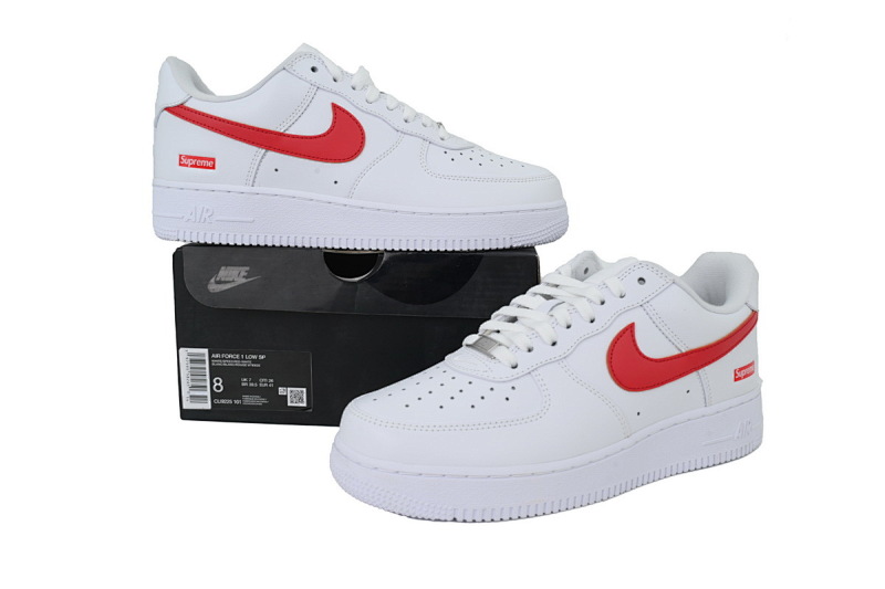 【BA5GF】Sup白红 G版耐克空军低帮板鞋  CU9225-101 Supreme x Air Force 1 Low'Box Logo-Speed Red'Shanghai Exclusive