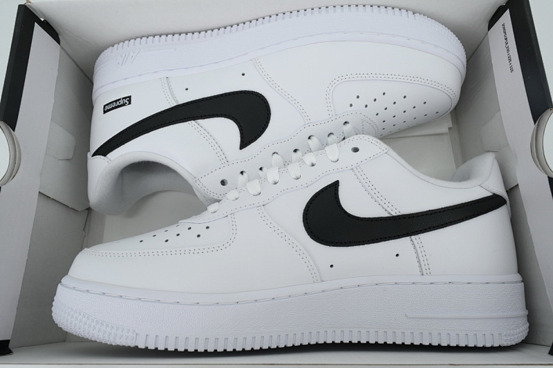 【BA5GF】Sup白黑  G版耐克空军低帮板鞋  CU9225-102 Nike Supreme x Air Force 1 Low 'Box Logo - White Black'