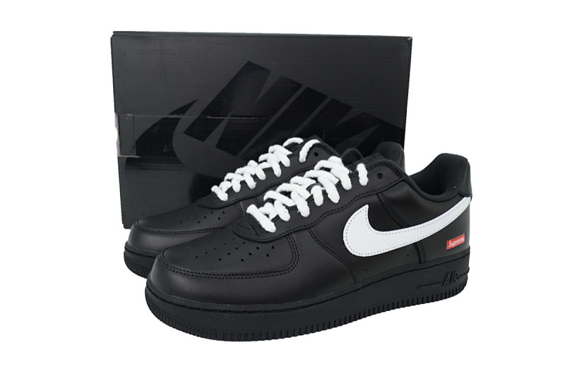 【BA5GF】SUP黑武士黑白 G版耐克空军低帮板鞋 CU9225-001  Nike Supreme x Air Force 1 Low Black Warrior Black And White
