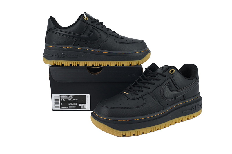 【BD5QF】-114黑色 空军低帮运动板鞋休闲鞋 DB4109-001 Nike Air Force 1 Luxe 'Black Gum'