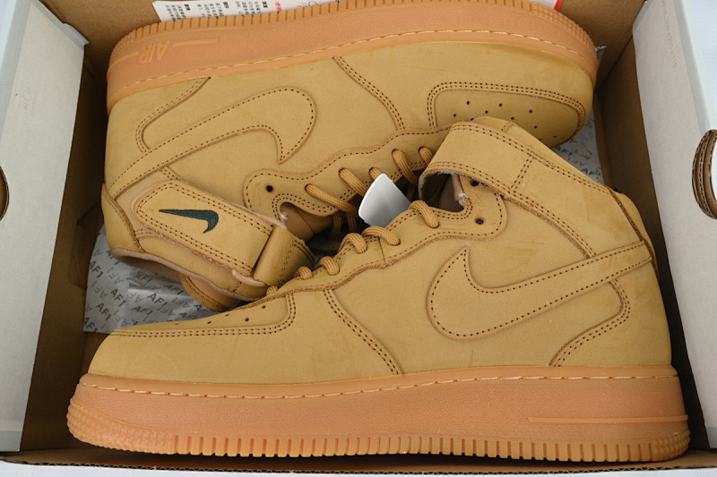 【BD5QF】-102麦中 空军中帮运动板鞋休闲鞋 715889-200 Nike Air Force 1 Mid '07 PRM QS 'Flax'