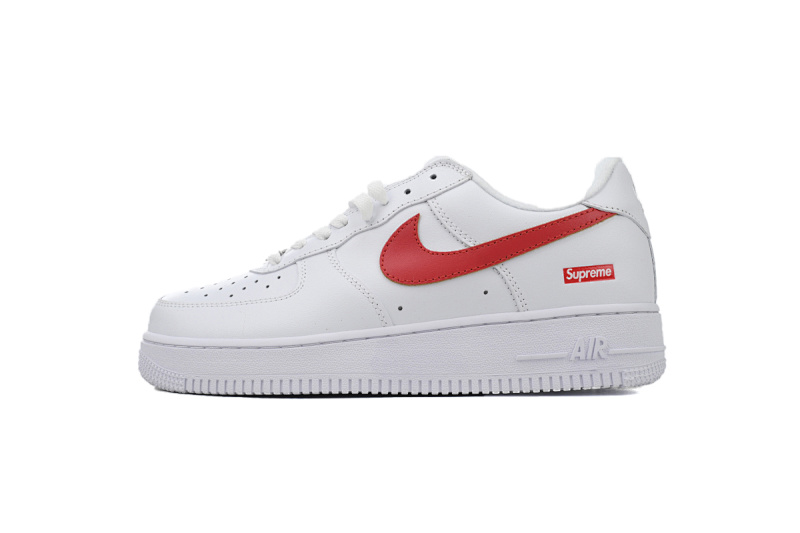 【BA9TS】SUP白红勾 头层耐克空军低帮板鞋 CU9225-101 Supreme x Air Force 1 Low'Box Logo-Speed Red'Shanghai Exclusive