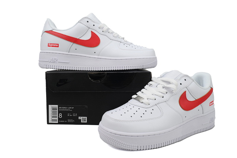 【BA9TS】SUP白红勾 头层耐克空军低帮板鞋 CU9225-101 Supreme x Air Force 1 Low'Box Logo-Speed Red'Shanghai Exclusive