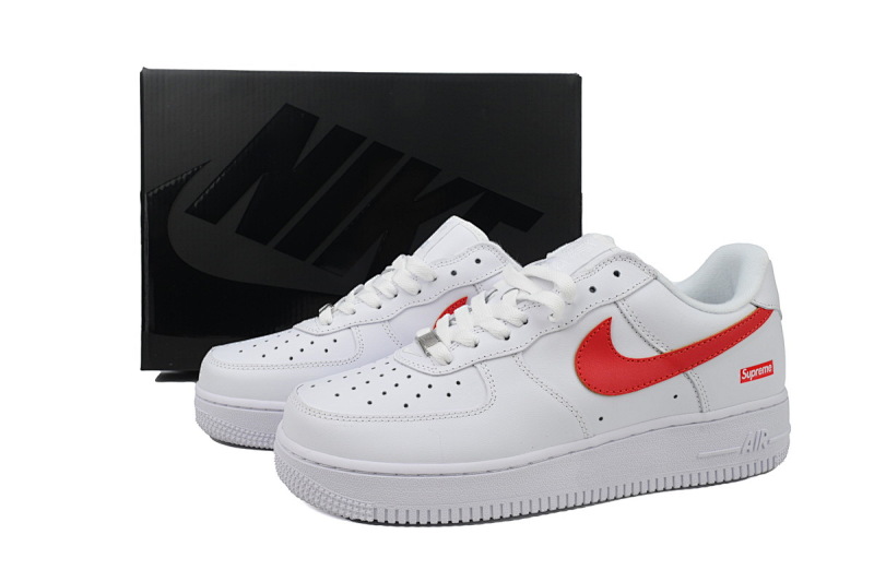 【BA9TS】SUP白红勾 头层耐克空军低帮板鞋 CU9225-101 Supreme x Air Force 1 Low'Box Logo-Speed Red'Shanghai Exclusive